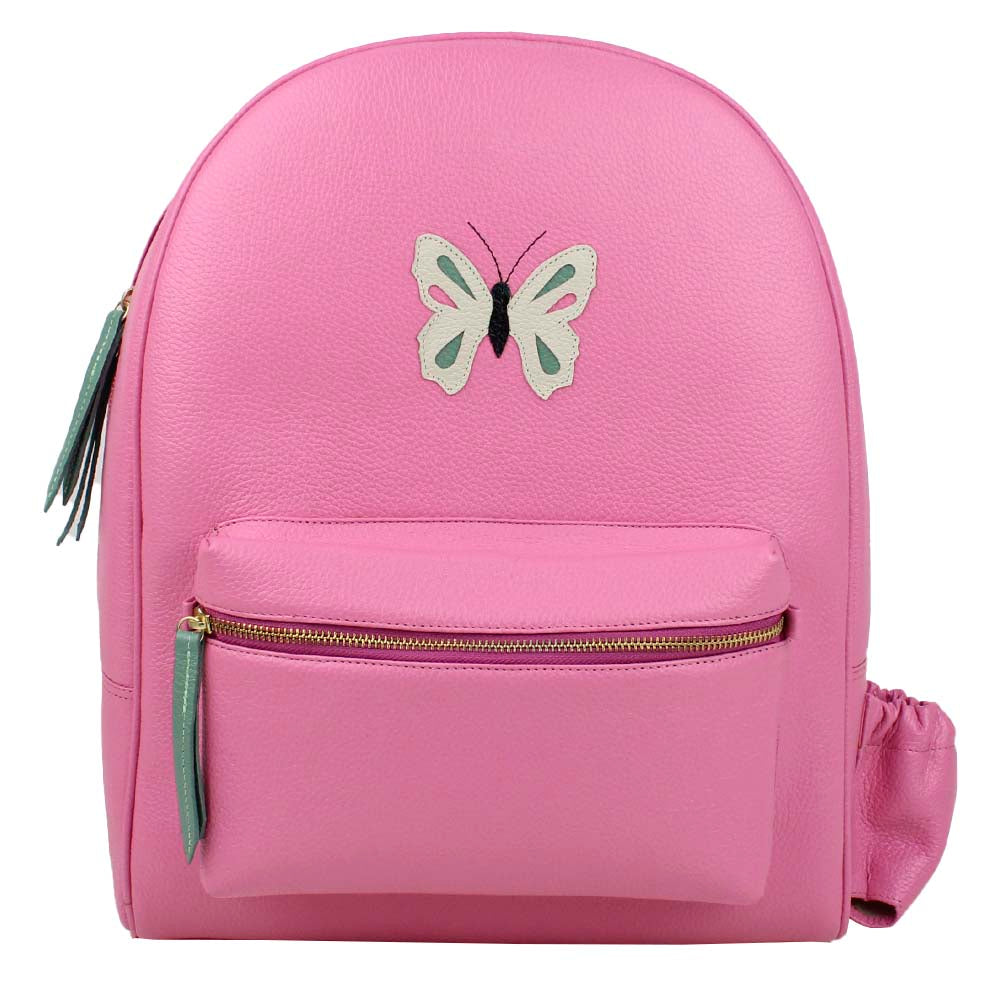 Mochila G Borboleta com Porta Garrafa em Couro Personalizada