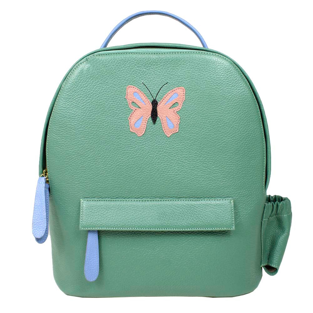 Mochila M Amsterdã com Porta Garrafa Borboleta em Couro Personalizada