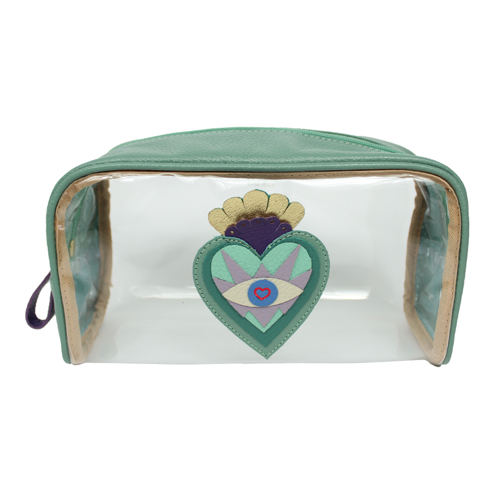Necessaire Betina G Sagrado Coração em Couro e Vinil Personalizada