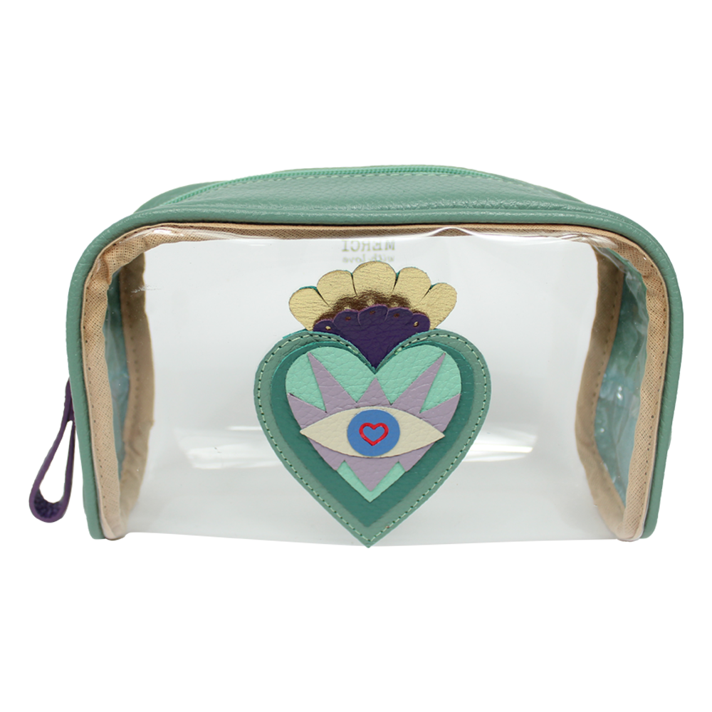 Necessaire Betina M Sagrado Coração em Couro e Vinil Personalizado