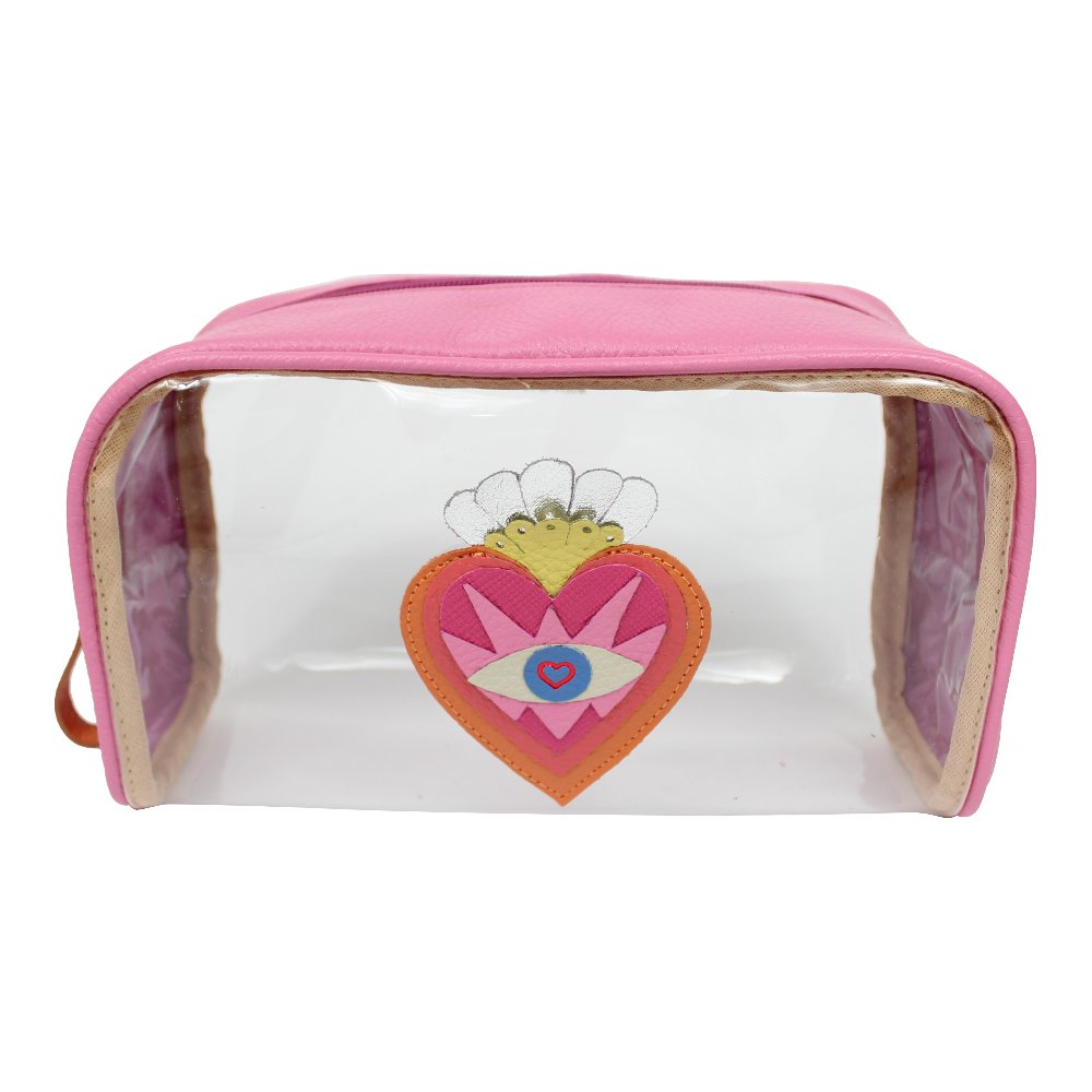 Necessaire Betina G Sagrado Coração em Couro e Vinil Personalizada