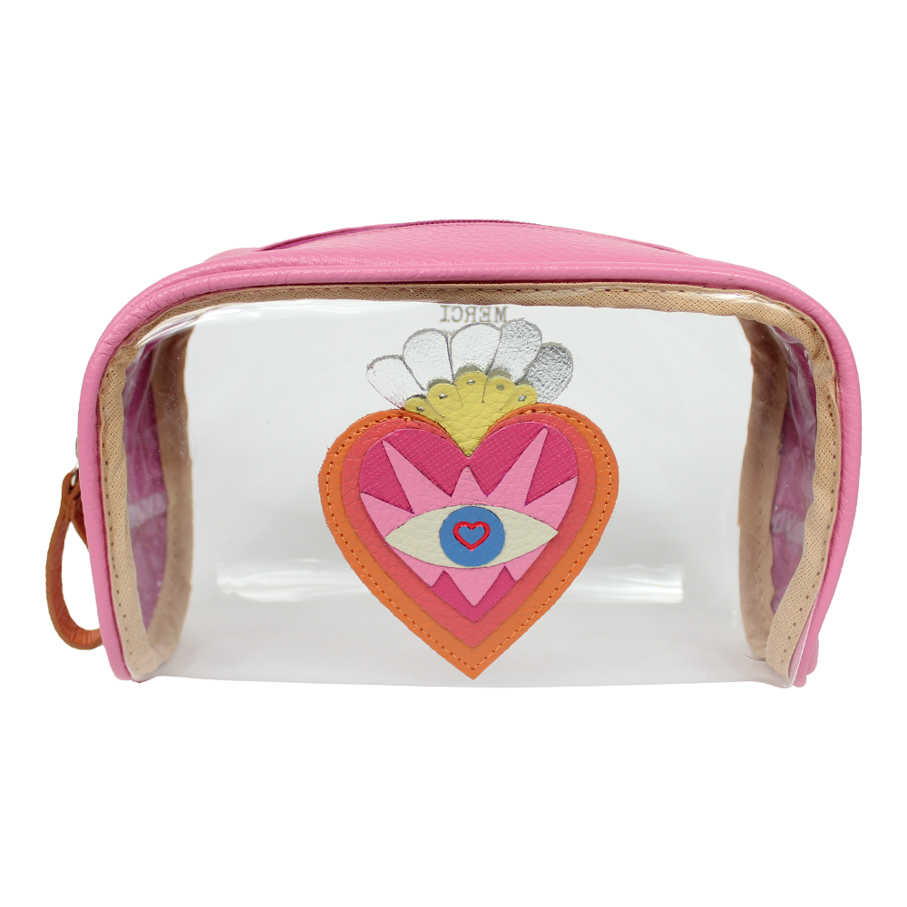 Necessaire Betina M Sagrado Coração em Couro e Vinil Personalizado