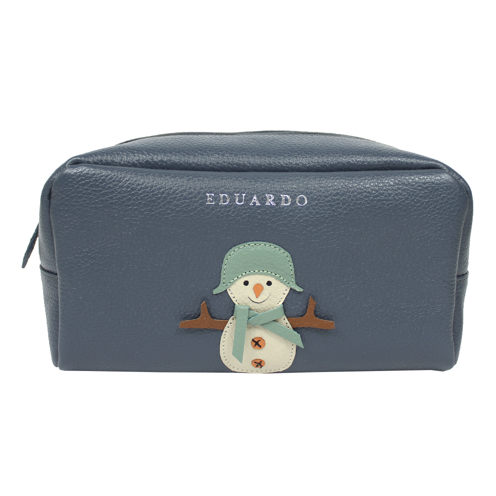 Necessaire Boneco de Neve G em Couro Personalizado