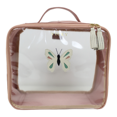 Necessaire Crystal G Borboleta em Couro e Vinil Personalizado