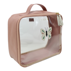 Necessaire Crystal G Borboleta em Couro e Vinil Personalizado