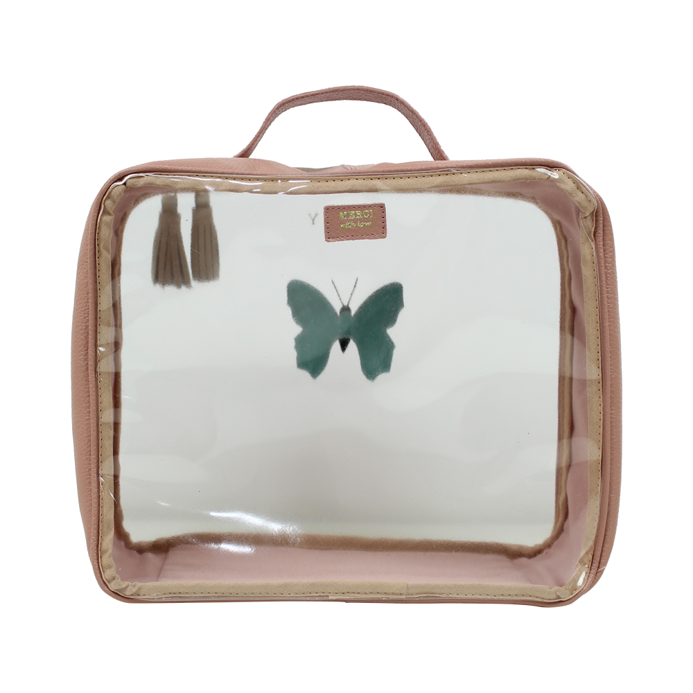 Necessaire Crystal G Borboleta em Couro e Vinil Personalizado