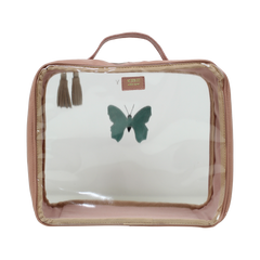 Necessaire Crystal G Borboleta em Couro e Vinil Personalizado