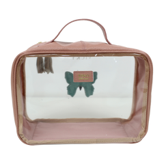 Necessaire Crystal M Borboleta em Couro e Vinil Personalizado
