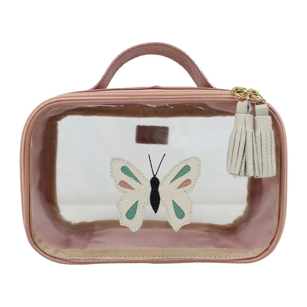 Necessaire Crystal P Borboleta em Couro e Vinil Personalizado