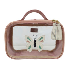 Necessaire Crystal P Borboleta em Couro e Vinil Personalizado