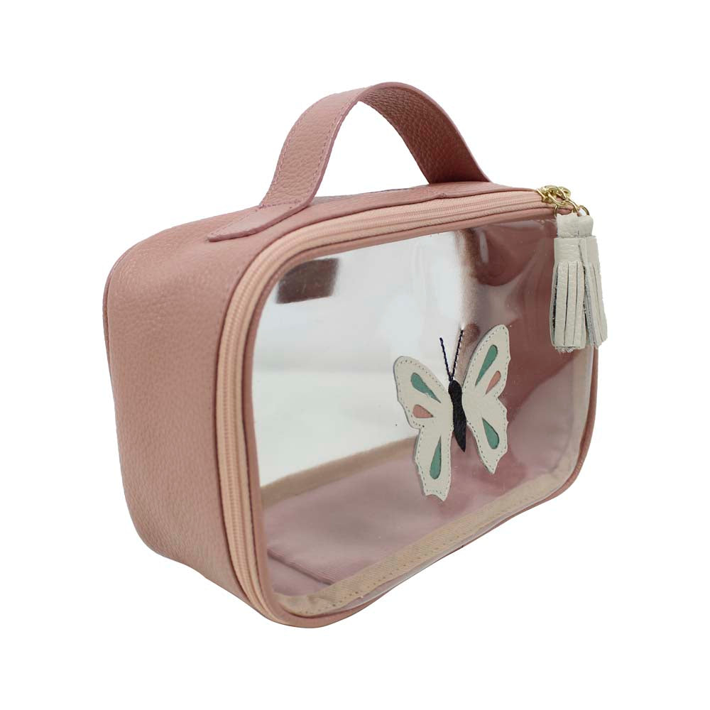 Necessaire Crystal P Borboleta em Couro e Vinil Personalizado
