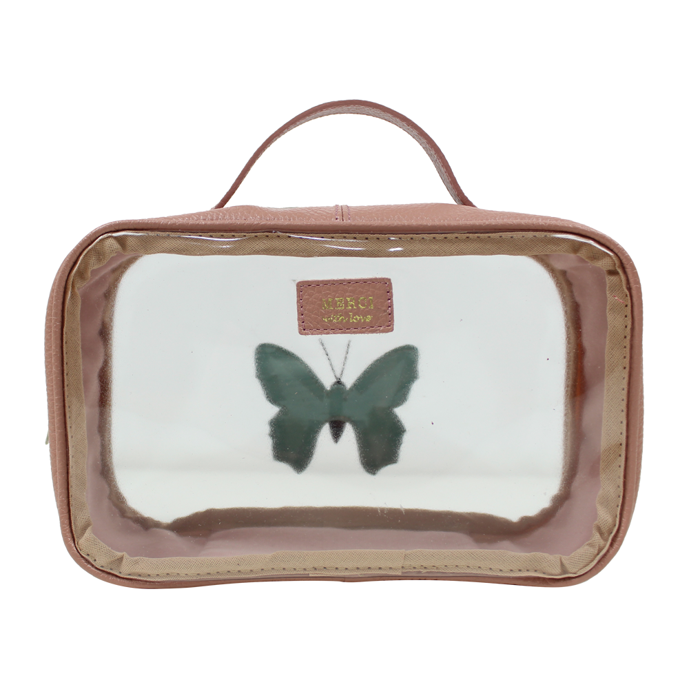 Necessaire Crystal P Borboleta em Couro e Vinil Personalizado
