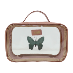 Necessaire Crystal P Borboleta em Couro e Vinil Personalizado