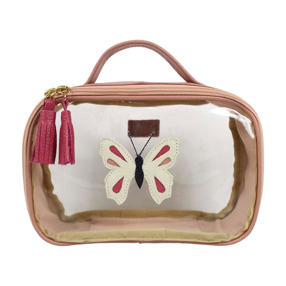 Necessaire Crystal P Borboleta em Couro e Vinil Personalizado