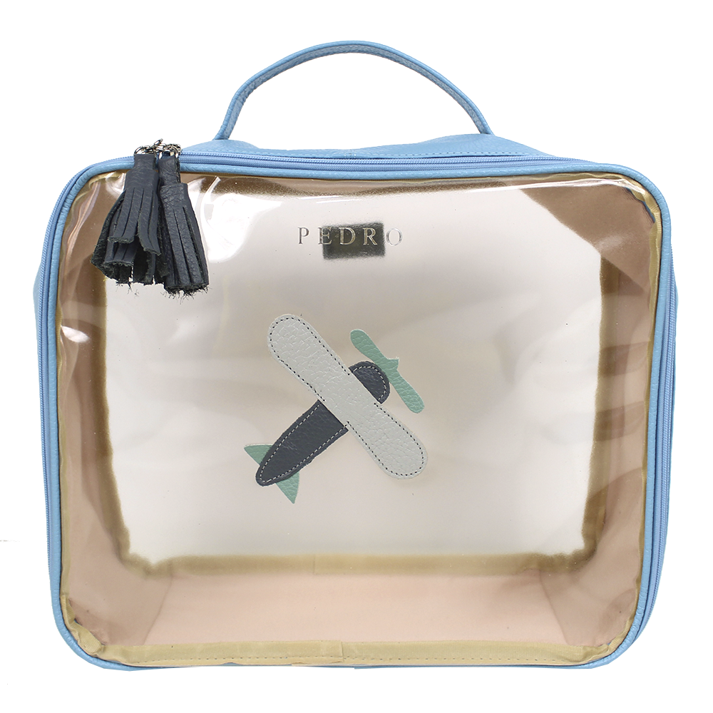 Necessaire Crystal G Little Plane em Couro e Vinil Personalizado
