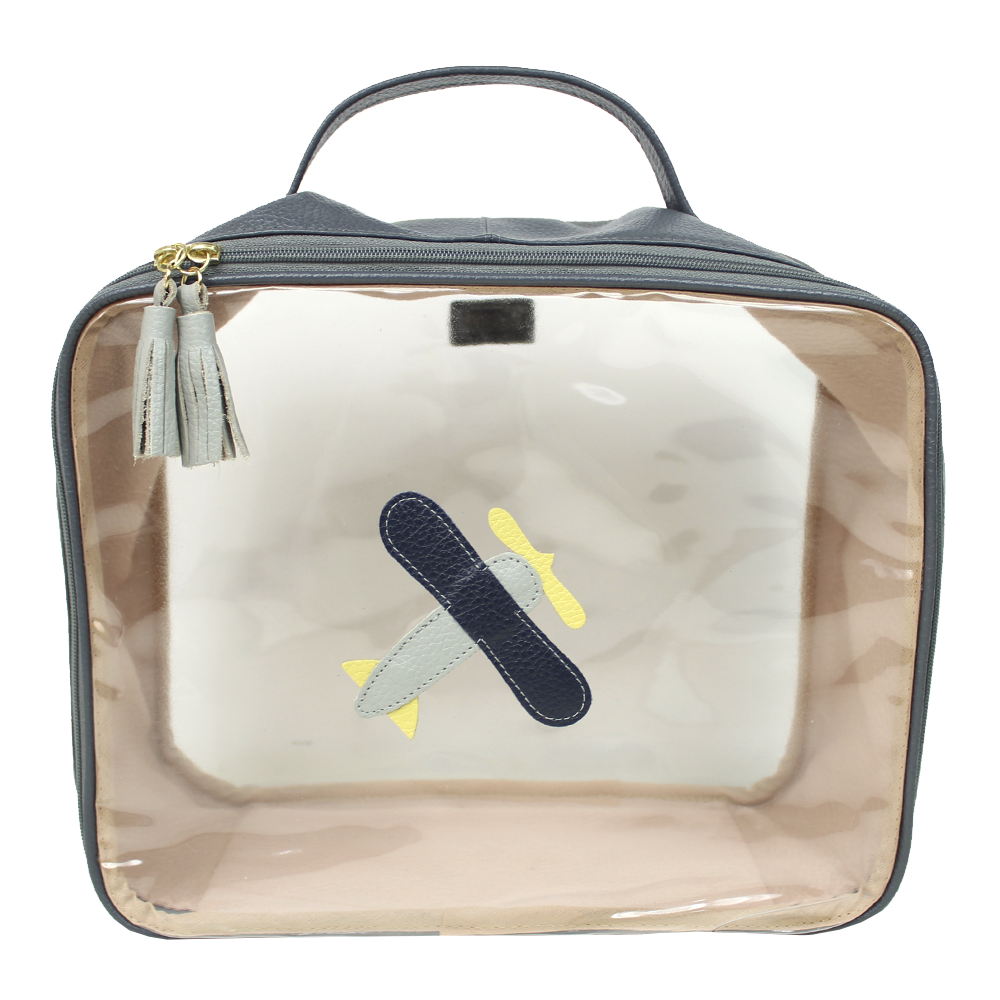 Necessaire Crystal G Little Plane em Couro e Vinil Personalizado