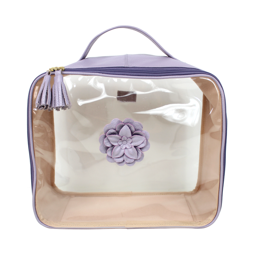 Necessaire Crystal G Camélia em Couro e Vinil Personalizado