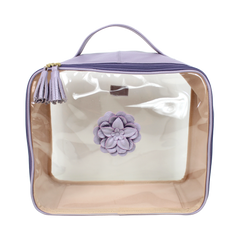 Necessaire Crystal G Camélia em Couro e Vinil Personalizado