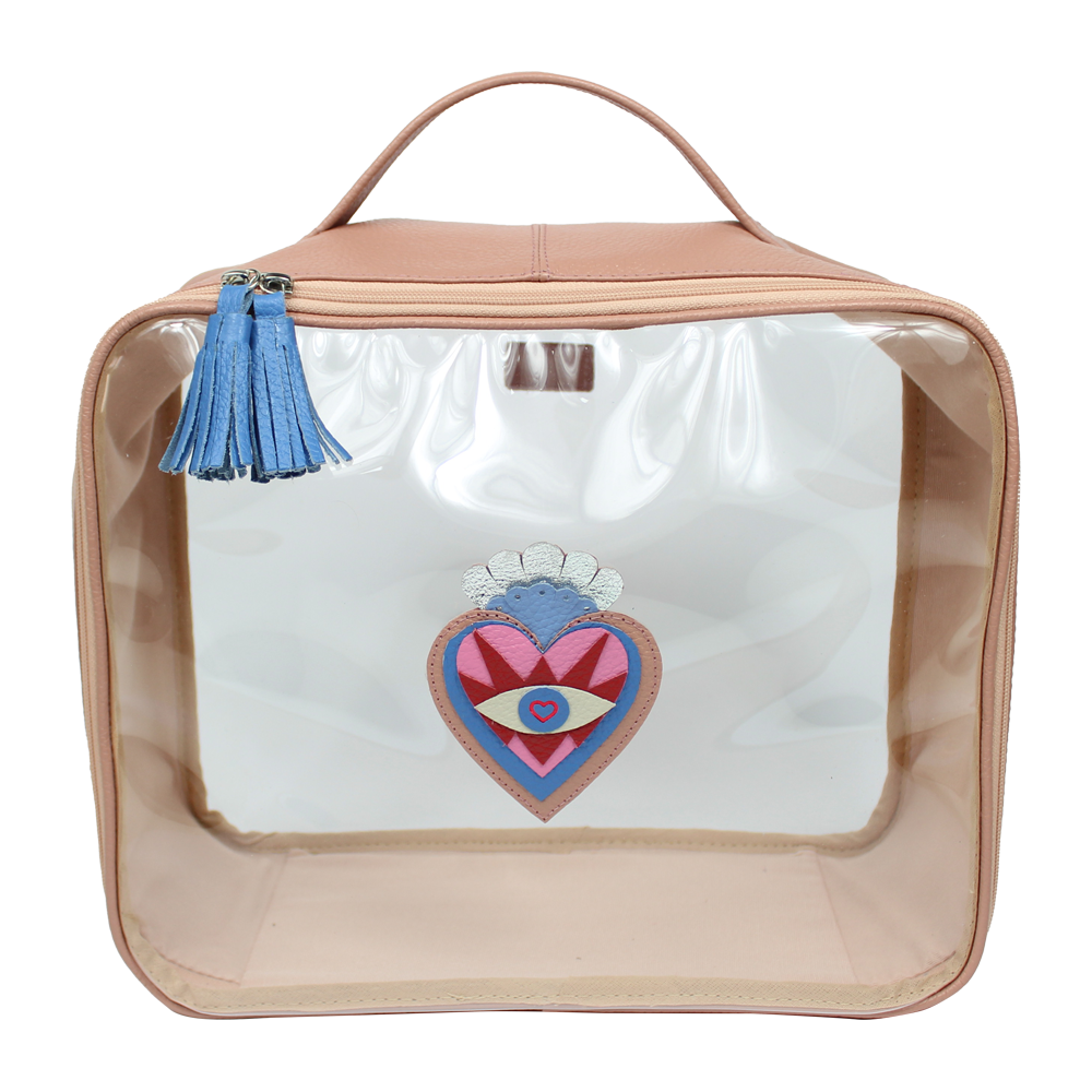 Necessaire Crystal G Sagrado Coração Algodão Doce Liso com Beach Pronta Entrega