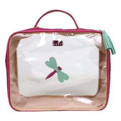 Necessaire Crystal G Libélula Chiclete com Menta Liso e Fúcsia Liso Pronta Entrega