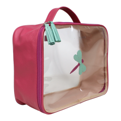Necessaire Crystal G Libélula Chiclete com Menta Liso e Fúcsia Liso Pronta Entrega