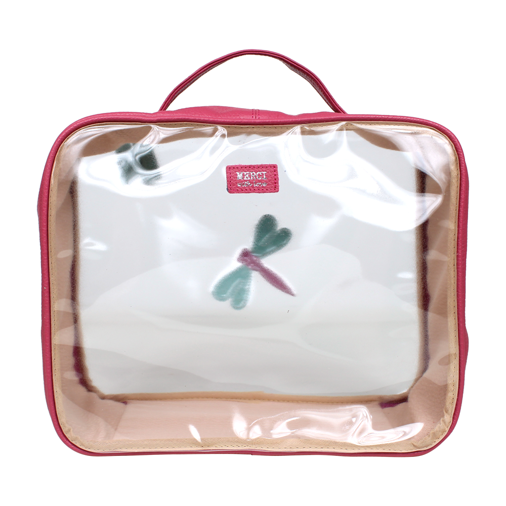 Necessaire Crystal G Libélula Chiclete com Menta Liso e Fúcsia Liso Pronta Entrega