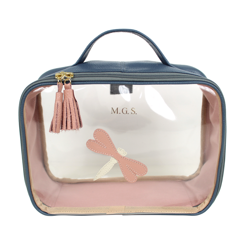 Necessaire Crystal M Libélula em Couro e Vinil Personalizado