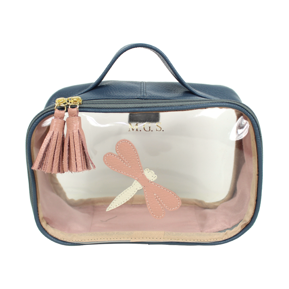 Necessaire Crystal P Libélula em Couro e Vinil Personalizado