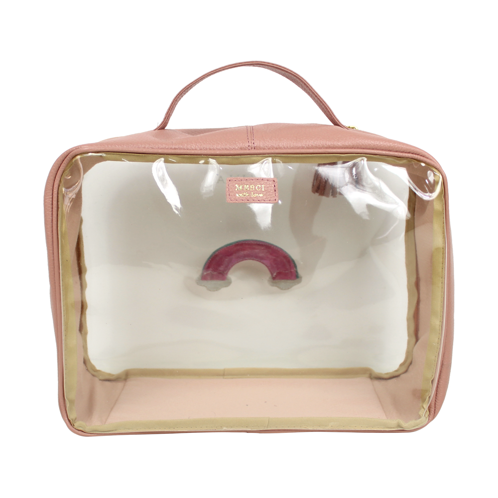 Necessaire Crystal M Arco Íris em Couro e Vinil Personalizado