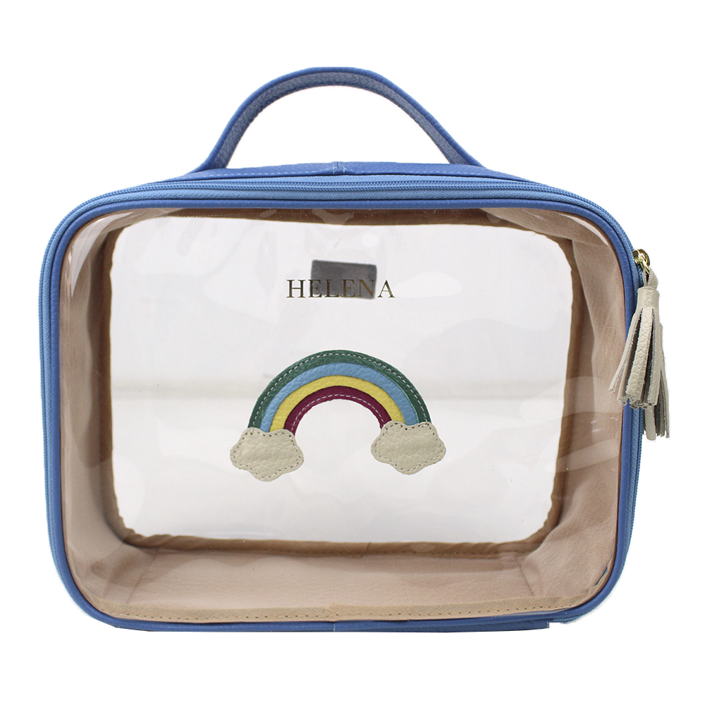 Necessaire Crystal M Arco Íris em Couro e Vinil Personalizado