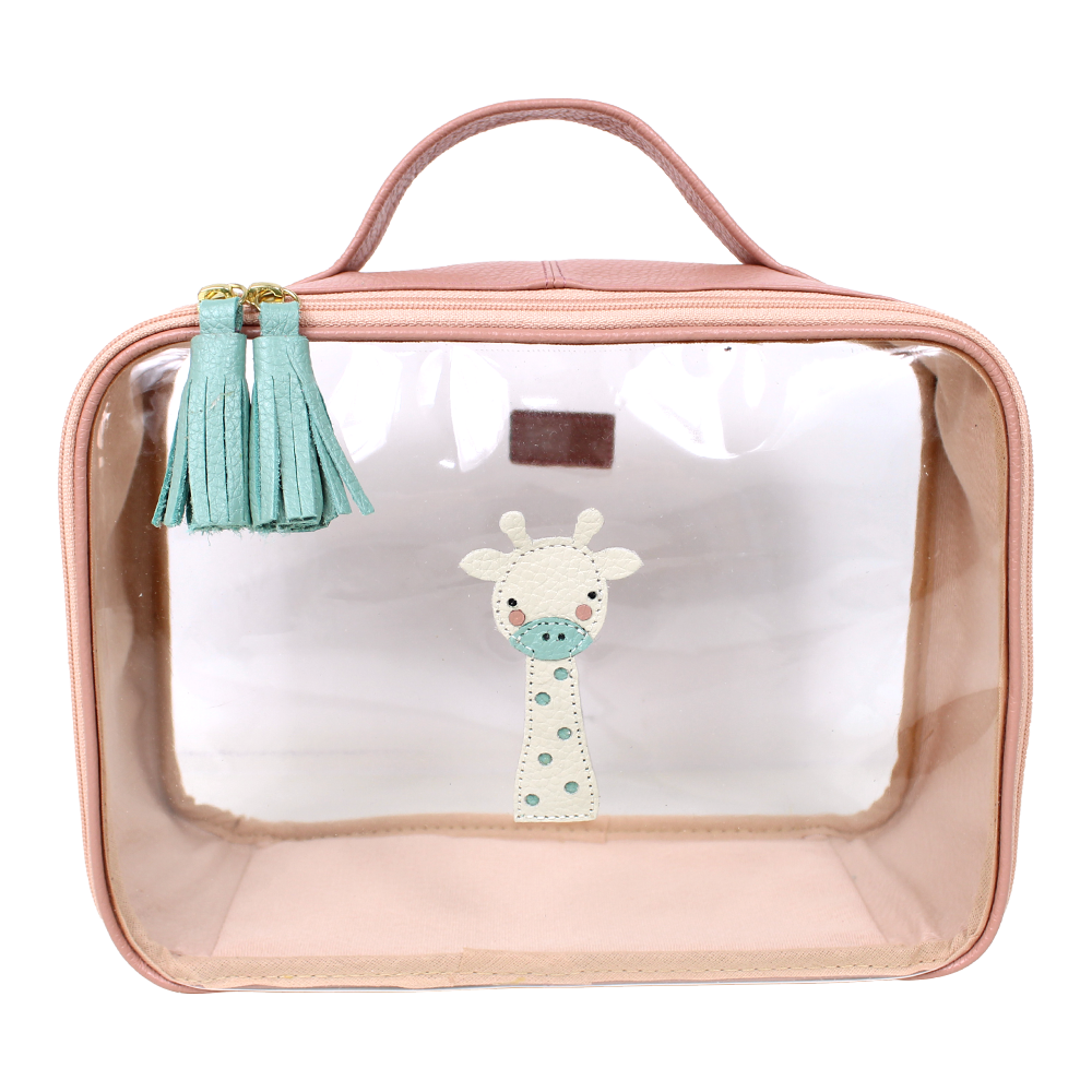 Necessaire Crystal M Girafinha em Couro e Vinil Personalizado