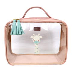 Necessaire Crystal M Girafinha em Couro e Vinil Personalizado