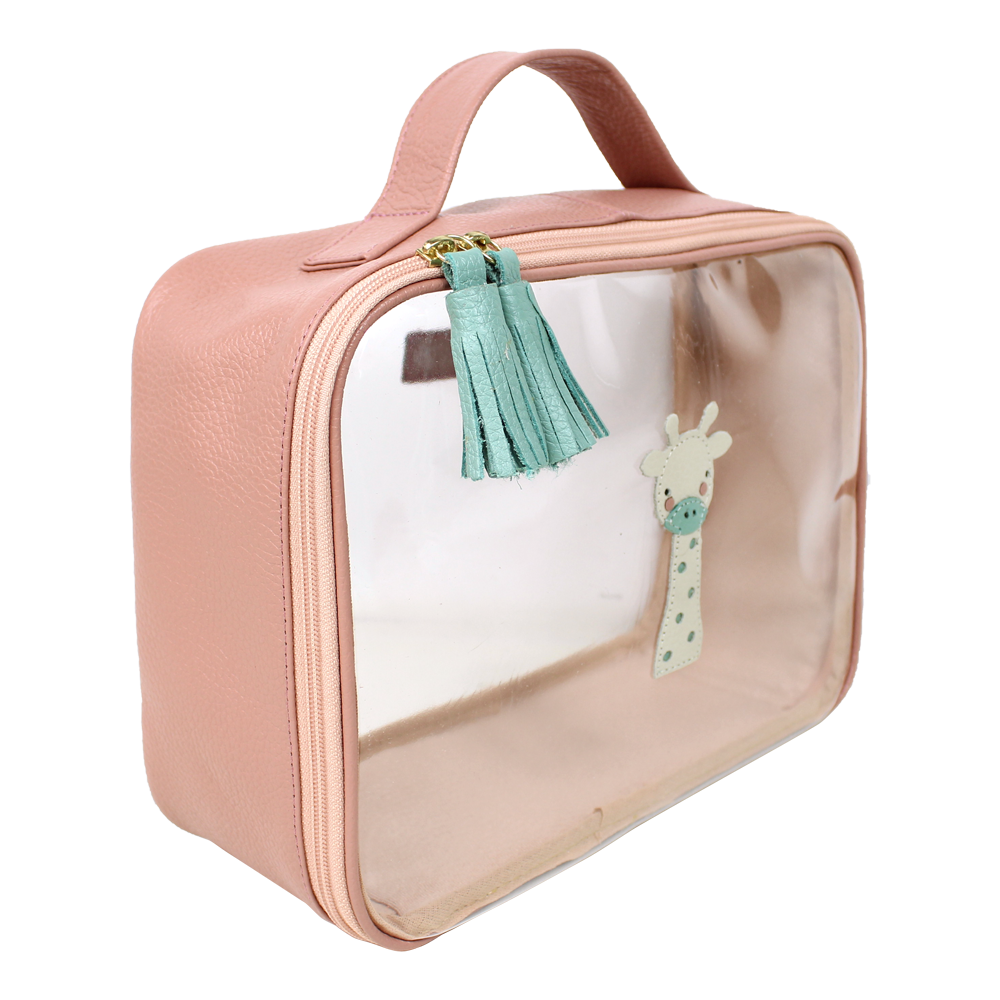 Necessaire Crystal M Girafinha em Couro e Vinil Personalizado