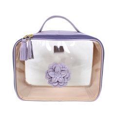 Necessaire Crystal M Camélia em Couro e Vinil Personalizado