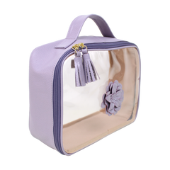 Necessaire Crystal M Camélia em Couro e Vinil Personalizado