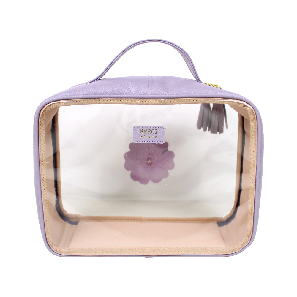 Necessaire Crystal M Camélia em Couro e Vinil Personalizado