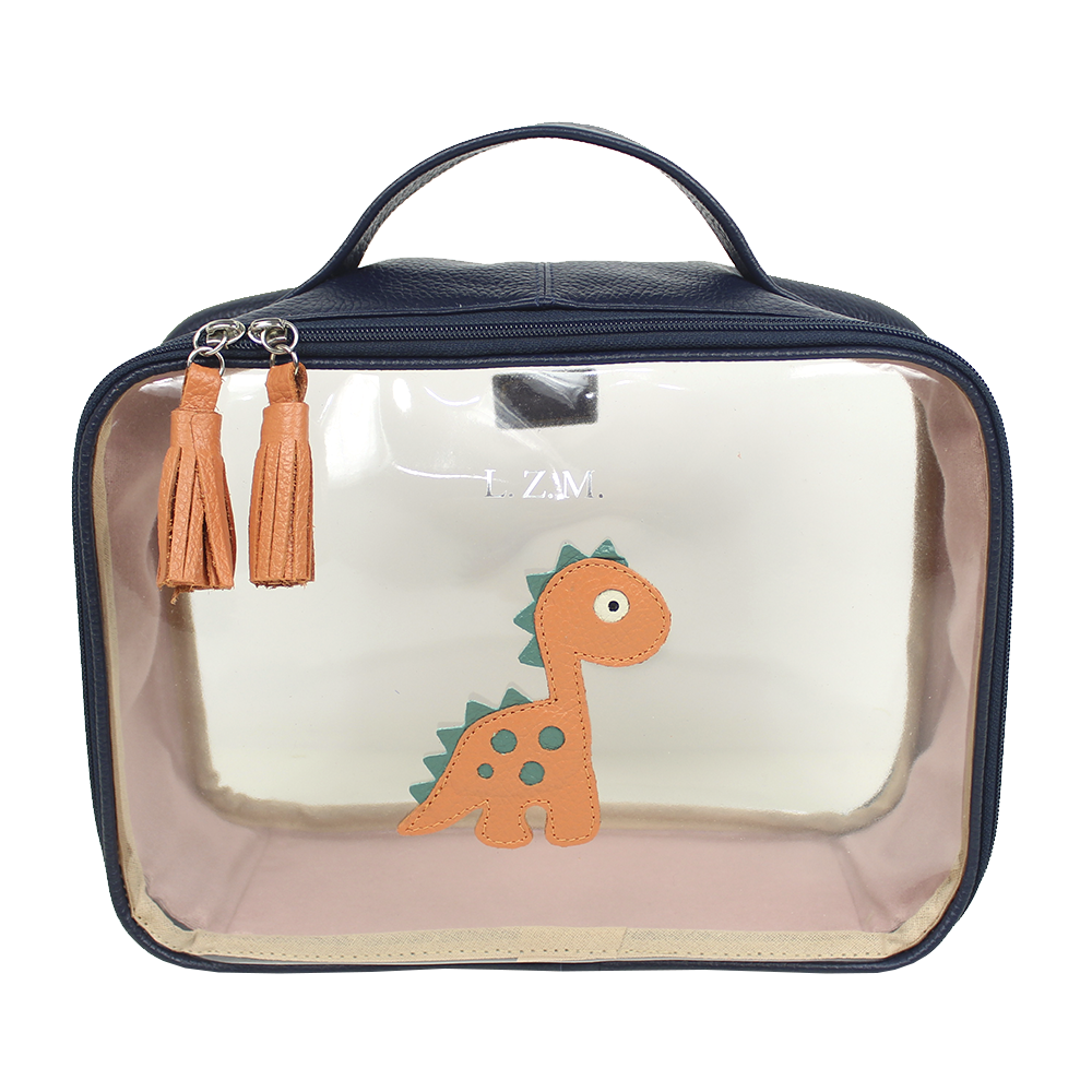 Necessaire Crystal M Little Dino em Couro e Vinil Personalizado