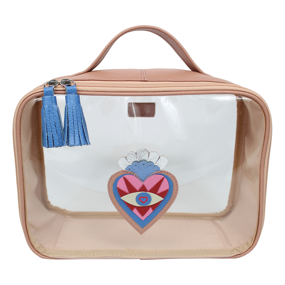 Necessaire Crystal M Sagrado Coração em Couro e Vinil Personalizada