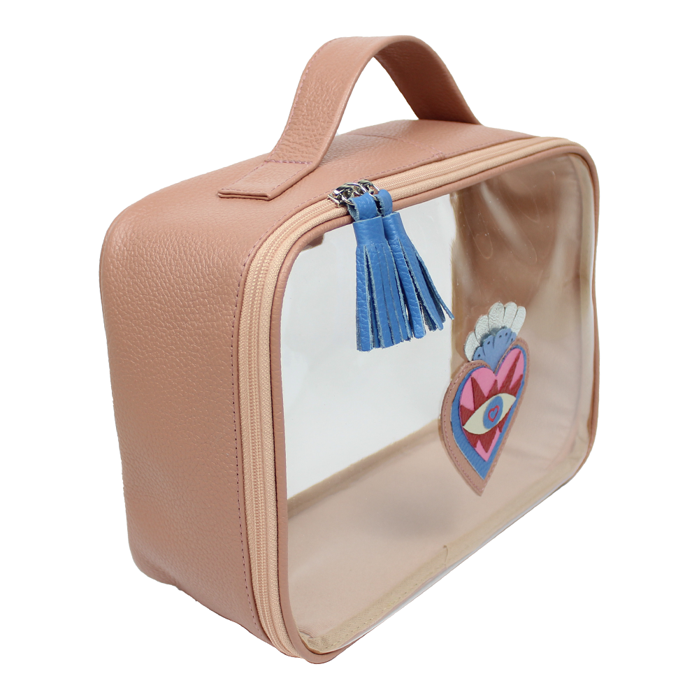Necessaire Crystal M Sagrado Coração em Couro e Vinil Personalizada