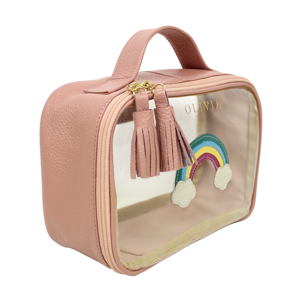 Necessaire Crystal P Arco Íris em Couro e Vinil Personalizado