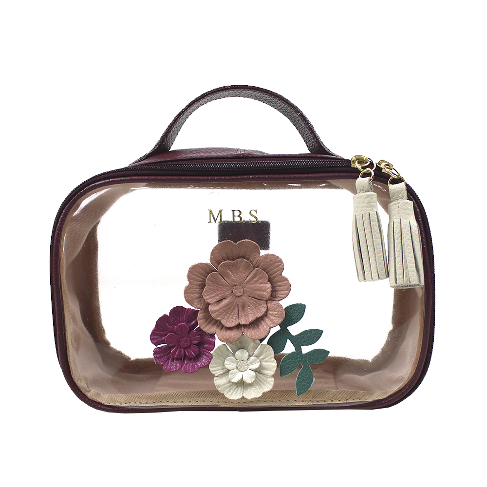 Necessaire Crystal P Le Jardin em Couro e Vinil Personalizado