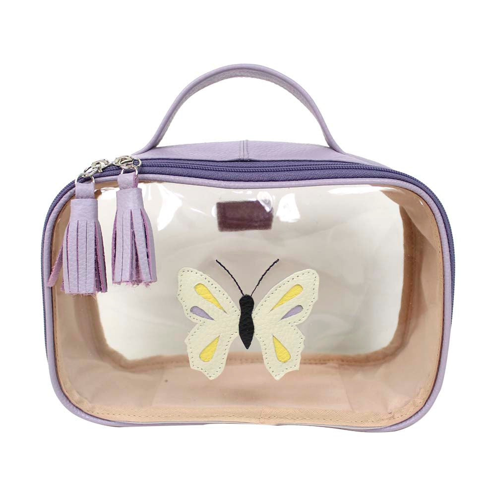 Necessaire Crystal P Borboleta em Couro e Vinil Personalizado