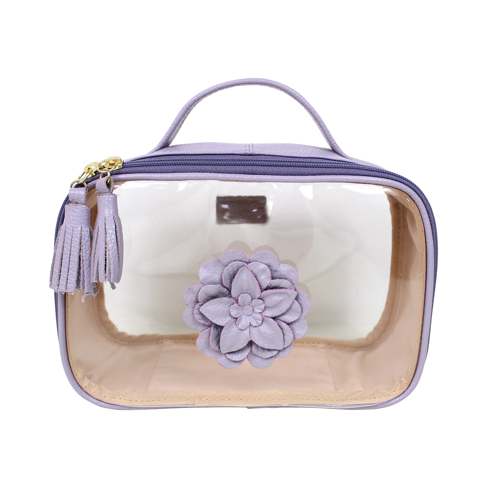 Necessaire Crystal P Camélia em Couro e Vinil Personalizado
