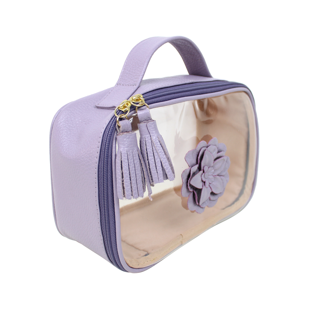 Necessaire Crystal P Camélia em Couro e Vinil Personalizado
