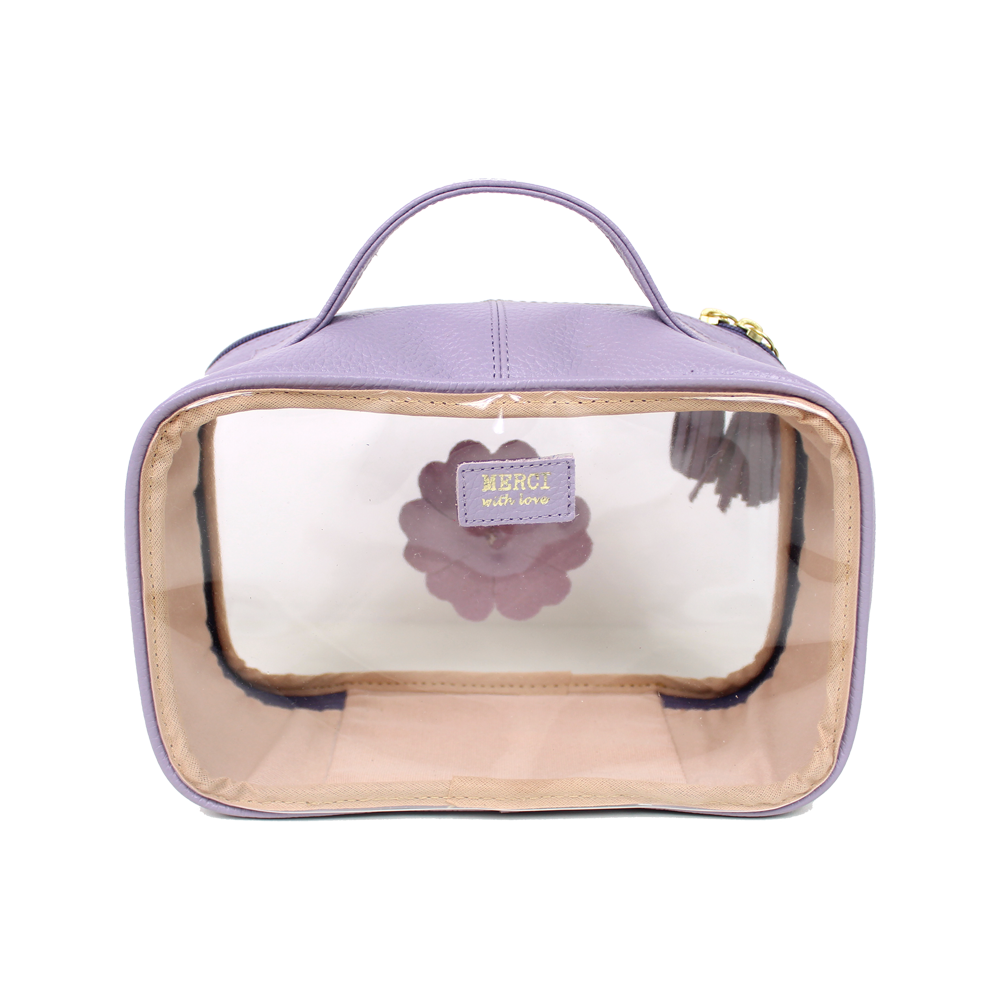 Necessaire Crystal P Camélia em Couro e Vinil Personalizado