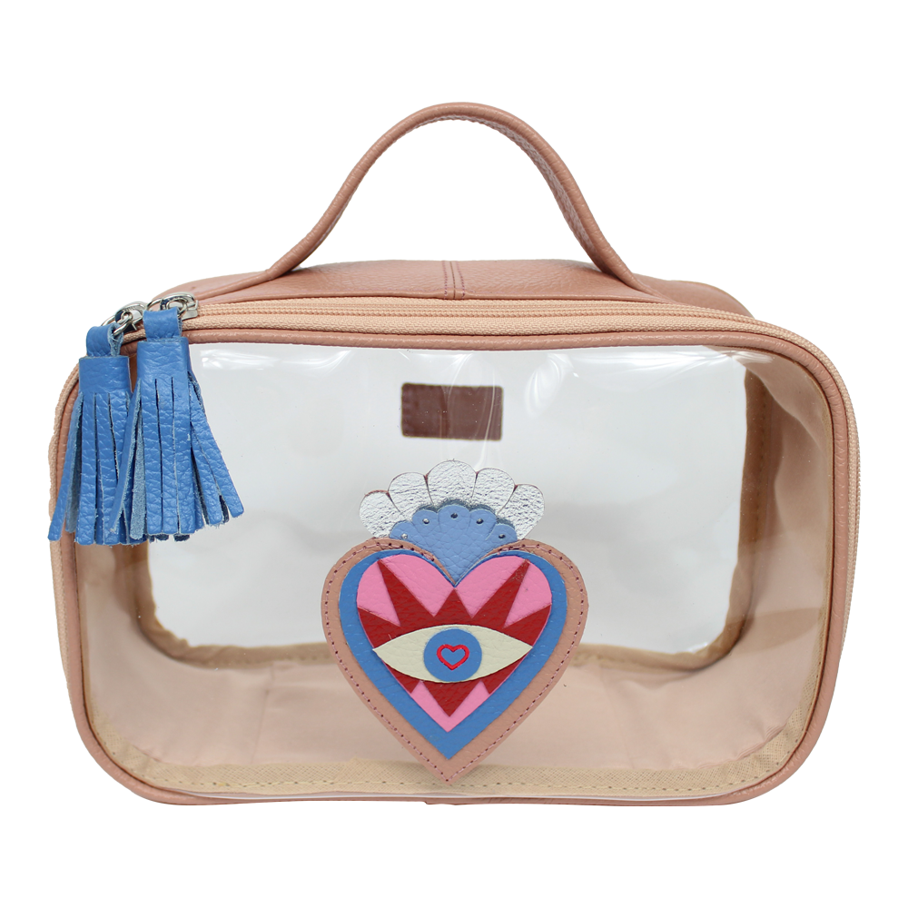 Necessaire Crystal P Sagrado Coração em Couro e Vinil Personalizada