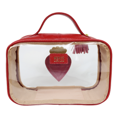 Necessaire Crystal P Sagrado Coração em Couro e Vinil Personalizada