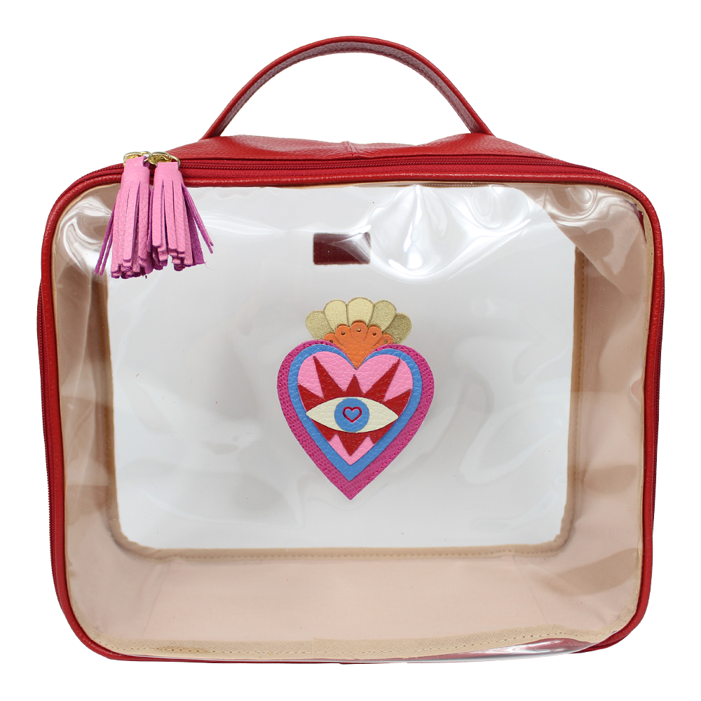 Necessaire Crystal G Sagrado Coração em Couro e Vinil Personalizada