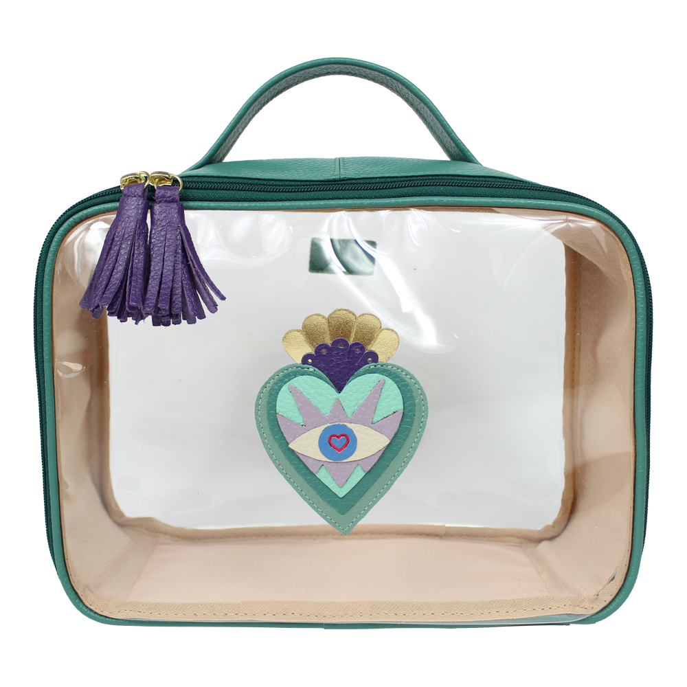 Necessaire Crystal M Sagrado Coração em Couro e Vinil Personalizada