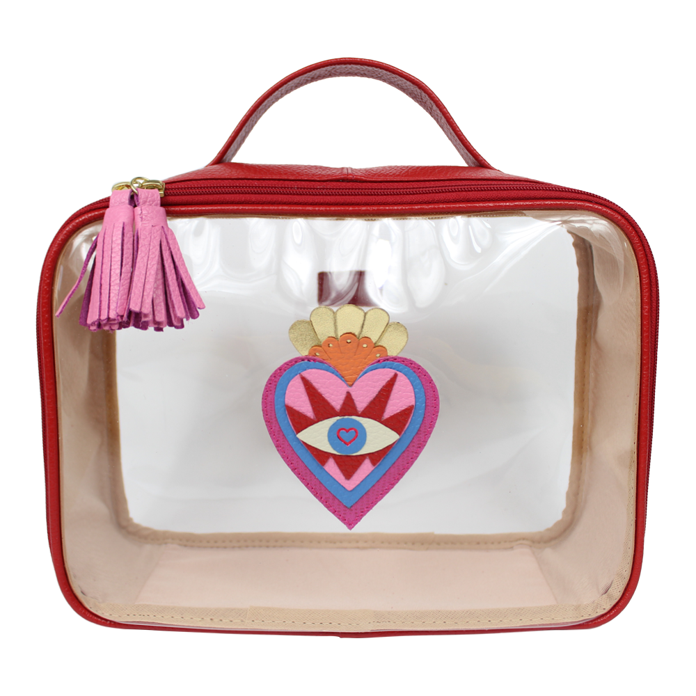 Necessaire Crystal M Sagrado Coração em Couro e Vinil Personalizada